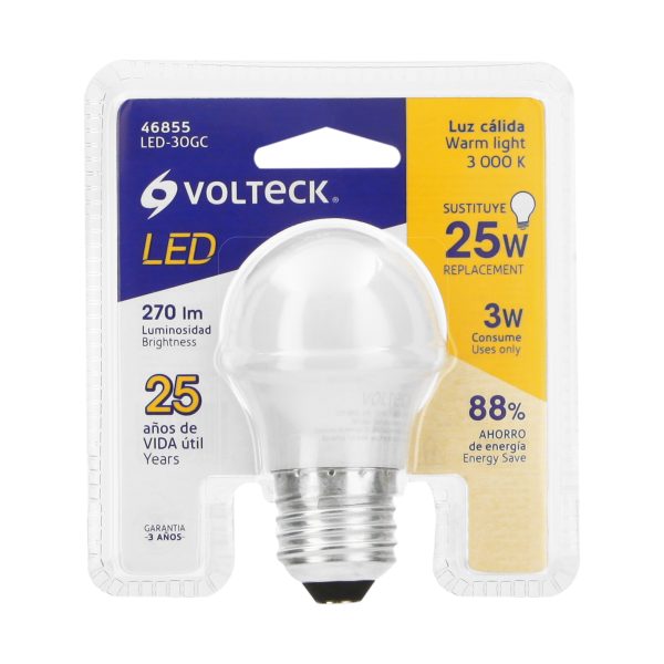 46855 - Lámpara LED G45 3 W (equiv. 25 W) luz cálida blíster Volteck