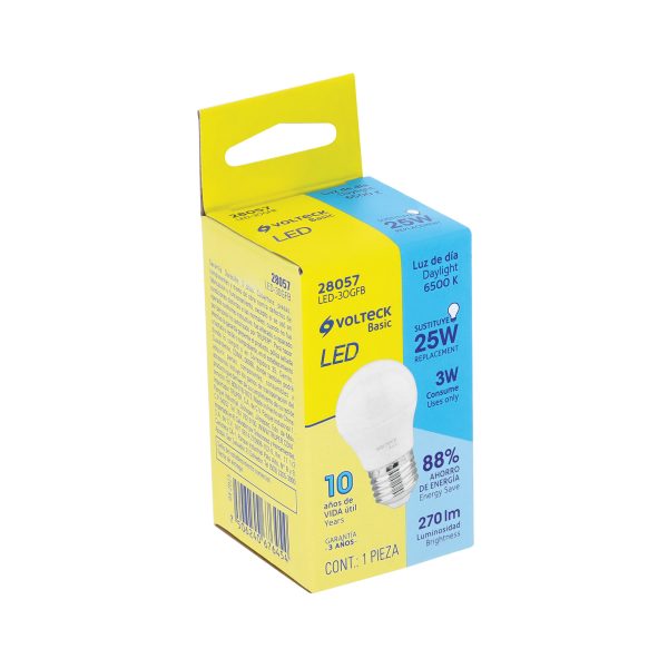 28057 - Lámpara LED G45 3 W (equiv. 25 W), luz de día, caja, Basic