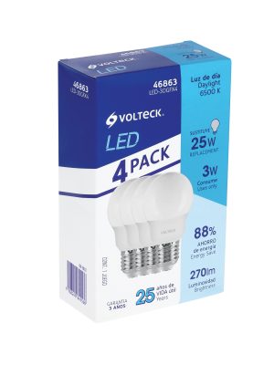 LED-30GFX4.jpg 46863 - Pack de 4 lámparas LED G45 3 W (equiv. 25 W), luz de día