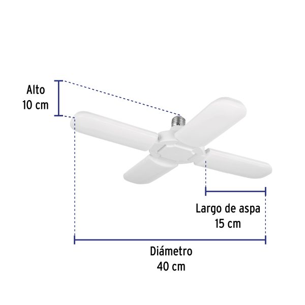 26124 - Lámpara LED 32W tipo ventilador, 4 aspas ajustables, VOLTECK