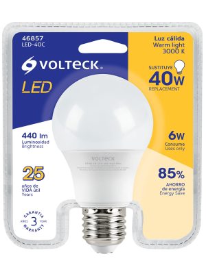 46857 - Lámpara LED A19 6 W (equiv. 40 W) luz cálida blíster Volteck
