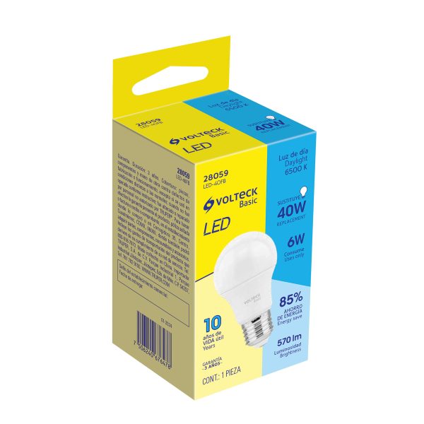 28059 - Lámpara LED A19 6 W (equiv. 40 W), luz de día, caja, Basic
