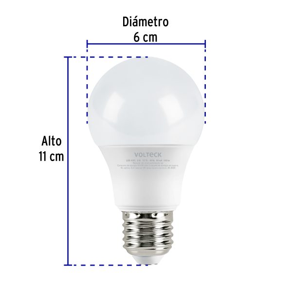 47544 - Lámpara LED tipo bulbo A19 6 W luz de día, caja, Volteck