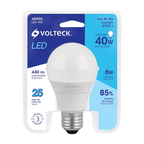 46856 - Lámpara LED A19 6 W (equiv. 40 W) luz de día blíster Volteck