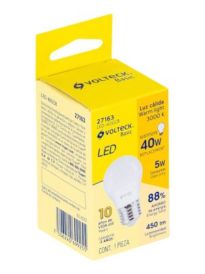27163 - Lámpara LED G45 5 W (equiv. 40 W), luz cálida, caja, Basic