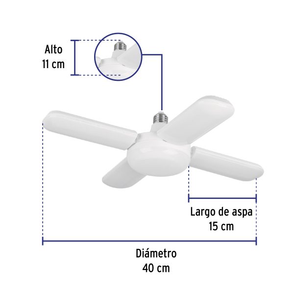 26125 - Lámpara LED 40W tipo ventilador, 4 aspas ajustables, VOLTECK