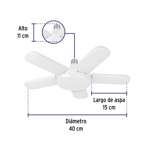 29006 - Lámpara LED 50W tipo ventilador, 5 aspas ajustables, VOLTECK