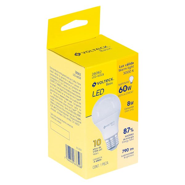 28062 - Lámpara LED A19 8 W (equiv. 60 W), luz cálida, caja, Basic