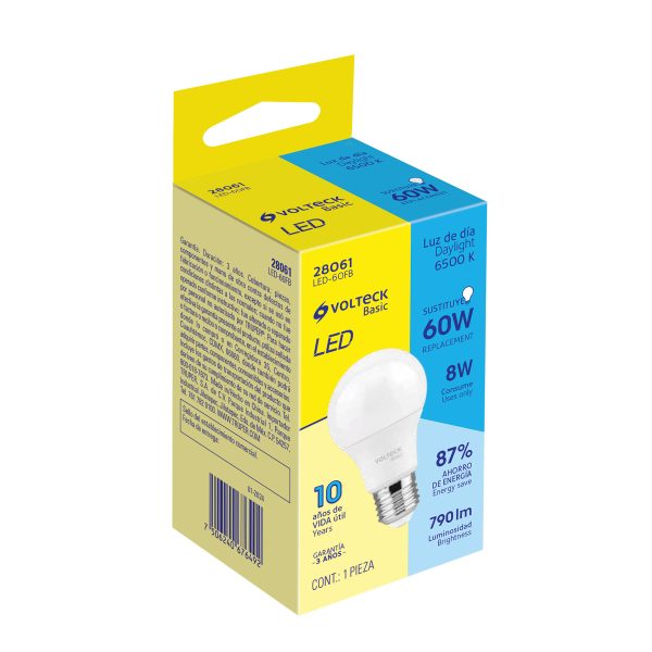 28061 - Lámpara LED A19 8 W (equiv. 60 W), luz de día, caja, Basic