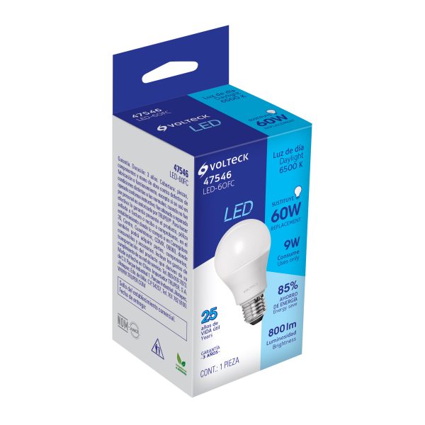 47546 - Lámpara LED A19 9 W (equiv. 60 W), luz de día, caja, Volteck