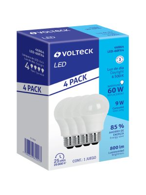 LED-60FX4.jpg 46864 - Pack de 4 lámparas LED A19 9 W (equiv. 60 W), luz de día