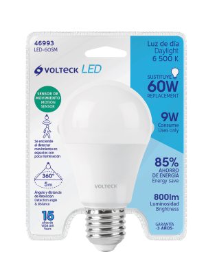 46993 - Lámpara LED tipo bulbo A19 9 W con sensor de movimiento