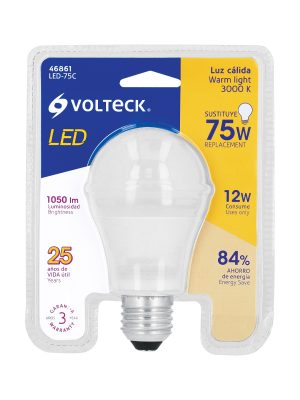 46861 - Lámpara LED A19 12 W (equiv. 75W) luz cálida blíster Volteck