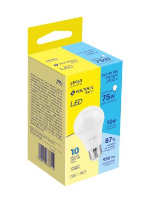 LED-75FBE1.jpg 28063 - Lámpara LED A19 10 W (equiv. 75 W), luz de día, caja, Basic