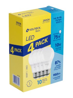 LED-75FBX4.jpg 28006 - Pack de 4 lámparas LED A19 10 W (equiv. 75 W), luz de día
