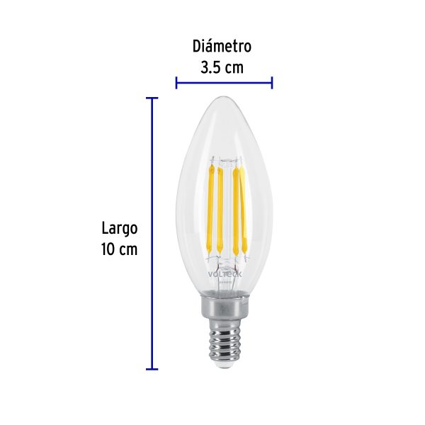 48253 - Lámpara LED tipo vela 4 W con filamento base E12 luz cálida