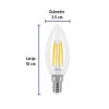48254 - Lámpara LED tipo vela 4 W con filamento base E14 luz cálida