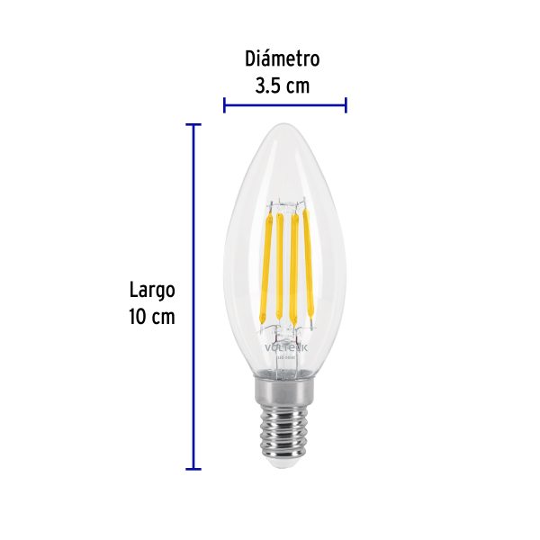48254 - Lámpara LED tipo vela 4 W con filamento base E14 luz cálida