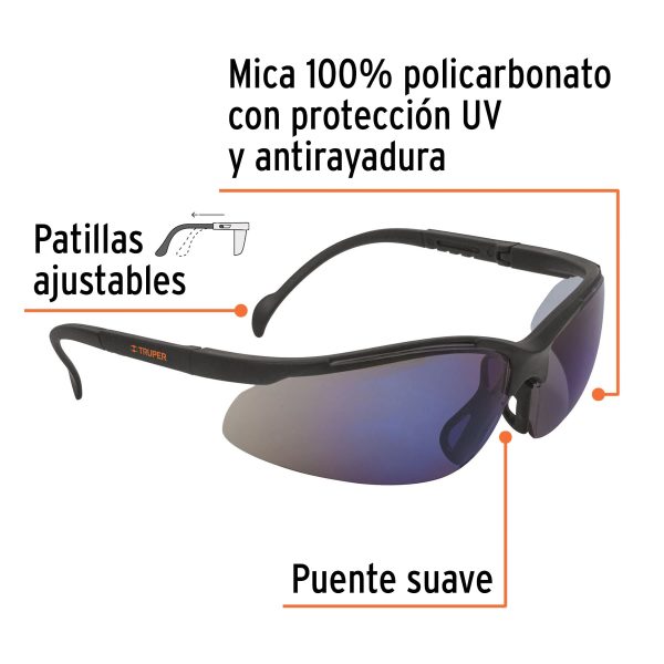 10826 - Lentes de seguridad espejo azul, Truper Vision