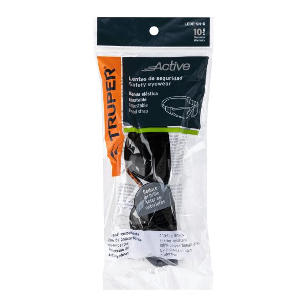 100293 - Lentes de seguridad, gris con banda elástica, Active, Truper