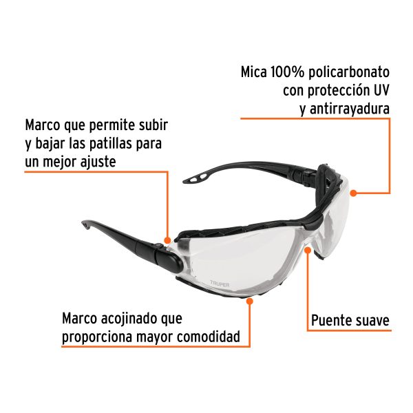 101791 - Lentes transp antiempaño c/marco de espuma y correa, Expert
