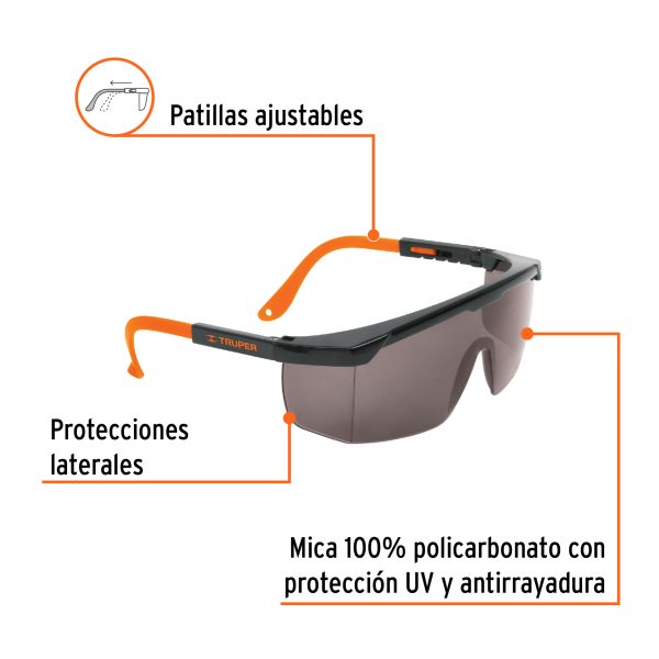14213 - Lentes de seguridad ajustables grises, Truper Classic