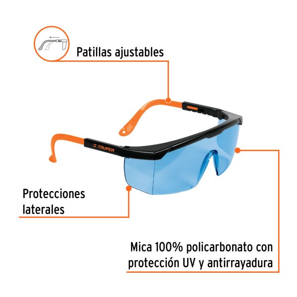 15136 - Lentes de seguridad ajustables azules, Truper Classic