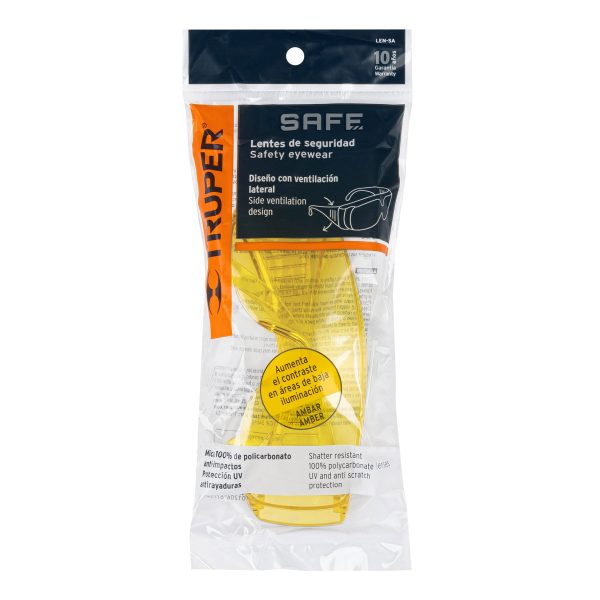 14254 - Lentes de seguridad ámbar, Truper Safe