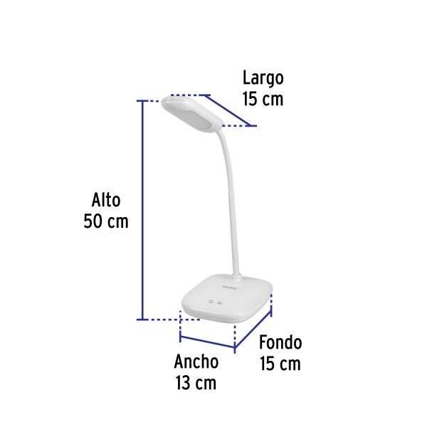 46189 - Lámpara de LED 5W cuello flexible para escritorio, Volteck