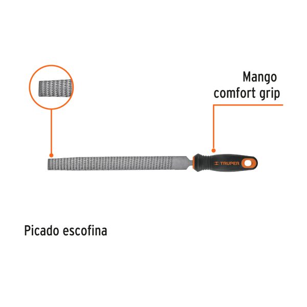 15319 - Lima escofina 6' con mango doble inyección, TRUPER