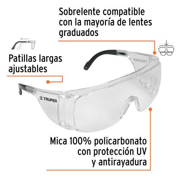14308 - Sobrelentes de seguridad transparentes, Truper Safe