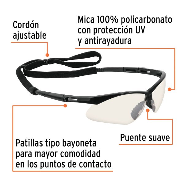15180 - Lentes seguridad interior/exterior c/cordón ajustable, Sport