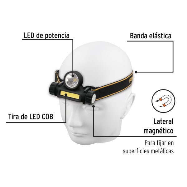 28256 - Linterna de minero LED 180 lm, con imán, recargable, PRETUL