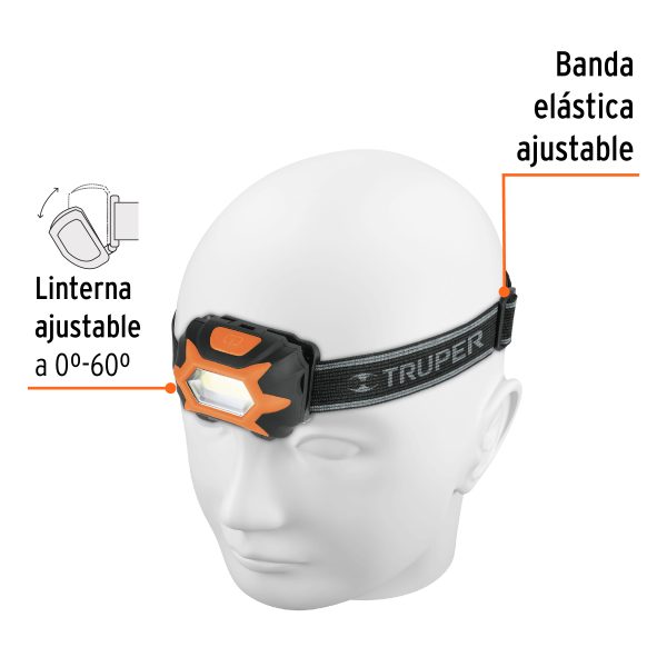 11751 - Linterna de minero LED 150 lm, de 3 pilas AAA, TRUPER