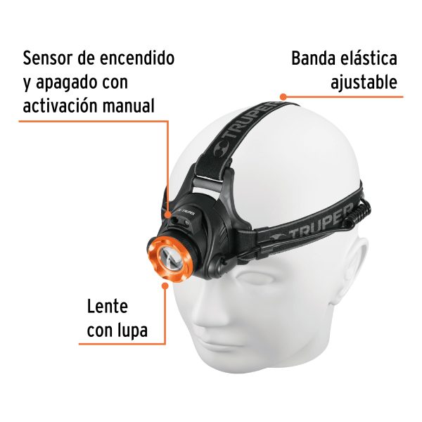 12890 - Linterna de minero LED 300 lm, recargable, TRUPER EXPERT