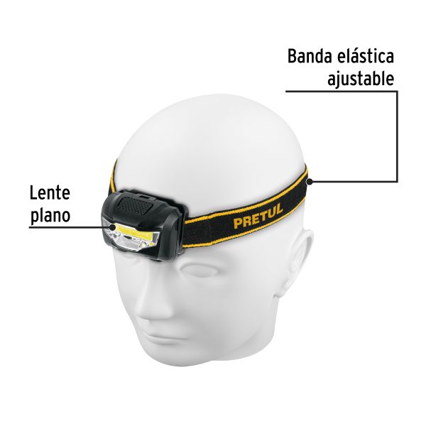 27083 - Linterna de minero LED 100 lm de 3 pilas AAA, PRETUL