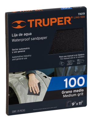 LIAG-100.jpg 11619 - Lija de agua grano 100 de carburo de silicio, Truper