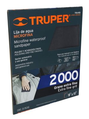 11648 - Lija de agua grano 2000 microfina carburo de silicio, Truper