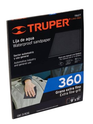 LIAG-360.jpg 11627 - Lija de agua grano 360 de carburo de silicio, Truper