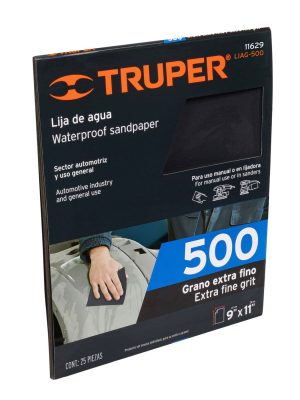 LIAG-500.jpg 11629 - Lija de agua grano 500 de carburo de silicio, Truper