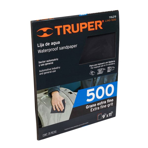 11629 - Lija de agua grano 500 de carburo de silicio, Truper