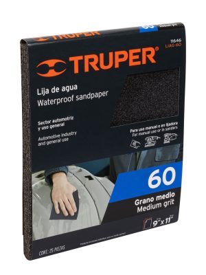 11646 - Lija de agua grano 60 de carburo de silicio, Truper