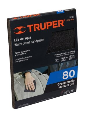 LIAG-80.jpg 11618 - Lija de agua grano 80 de carburo de silicio, Truper