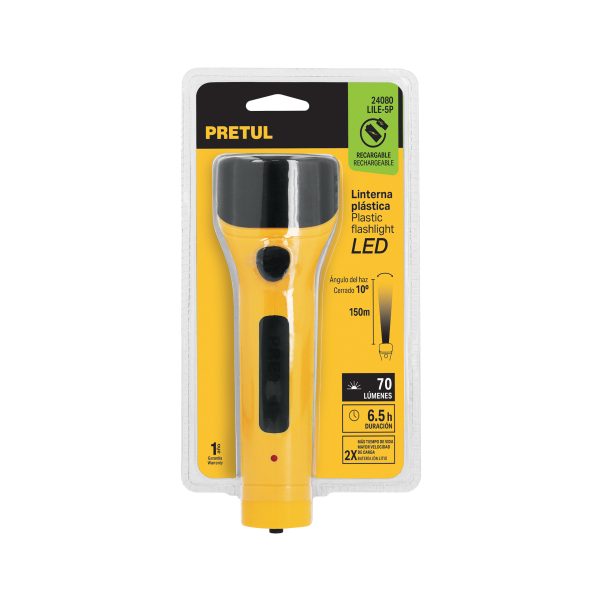 24080 - Linterna plástica de LED, 70 lm, recargable, PRETUL