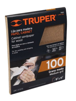 11611 - Lija para madera papel cabinet, grano 100, Truper