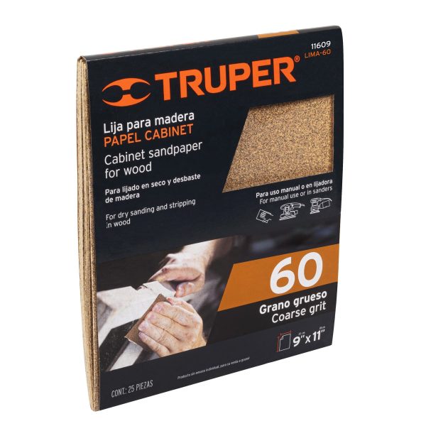 11609 - Lija para madera papel cabinet, grano 60, Truper