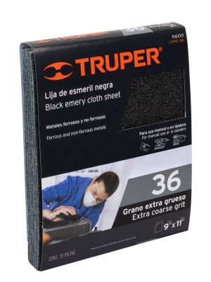 LIME-36.jpg 11600 - Lija de esmeril negra grano 36 de óxido de aluminio, Truper