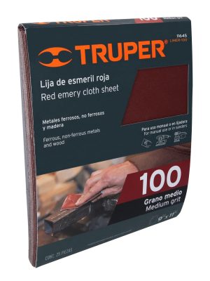 LIMER-100.jpg 11645 - Lija de esmeril roja grano 100 de óxido de aluminio, Truper