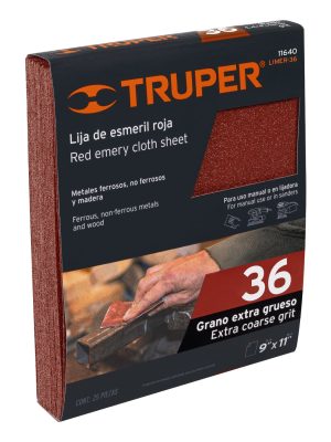 LIMER-36.jpg 11640 - Lija de esmeril roja grano 36 de óxido de aluminio, Truper