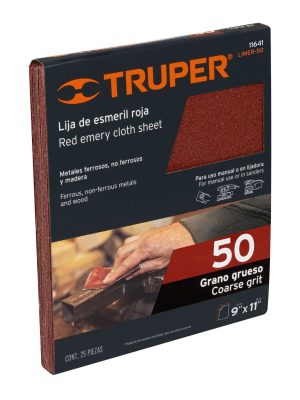 LIMER-50.jpg 11641 - Lija de esmeril roja grano 50 de óxido de aluminio, Truper